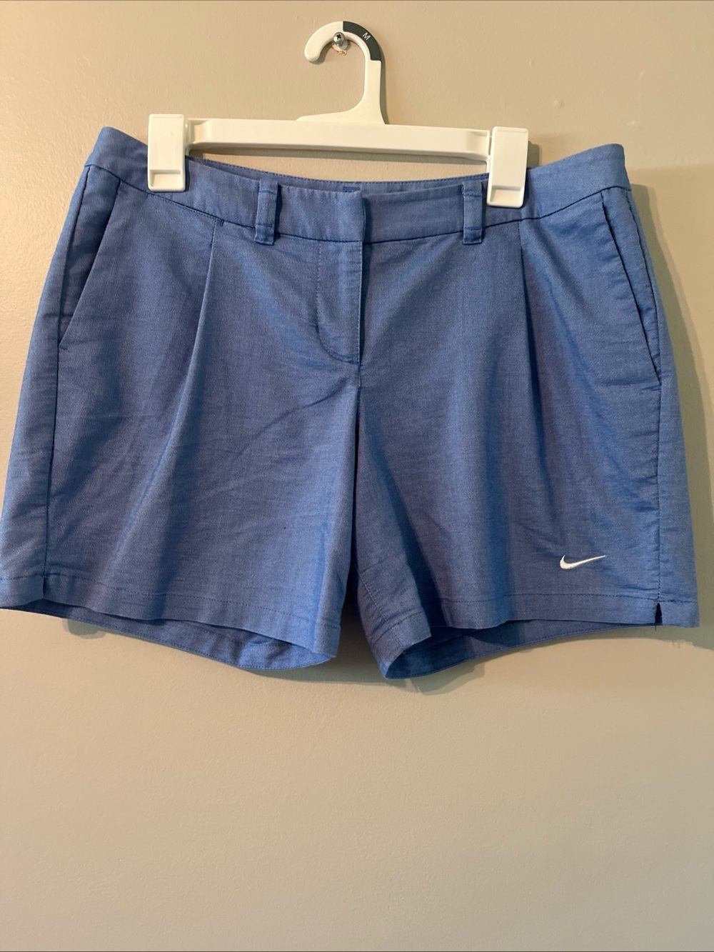 Nike Golf Oxford Shorts Womens Size 8 Blue Pockets Dri-Fit Pleated